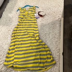 Yellow and Gray Striped Tank Dress